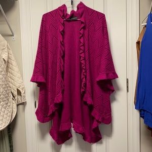 Pink Ruffle Trim Shawl